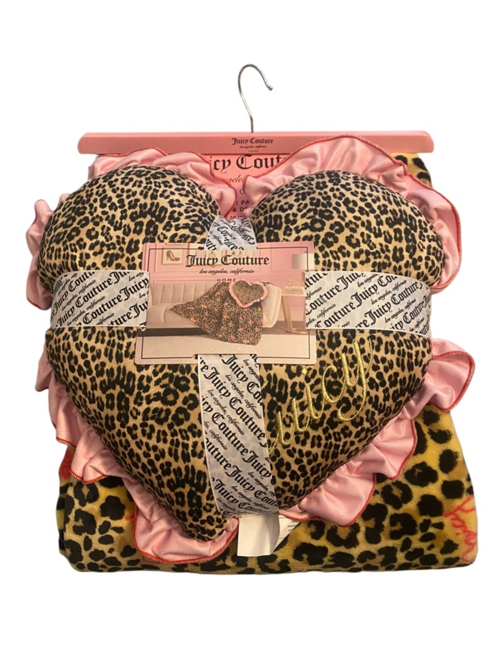 Juicy Couture Leopard Print Lips Oversized Throw Blanket & Decorative Pillow